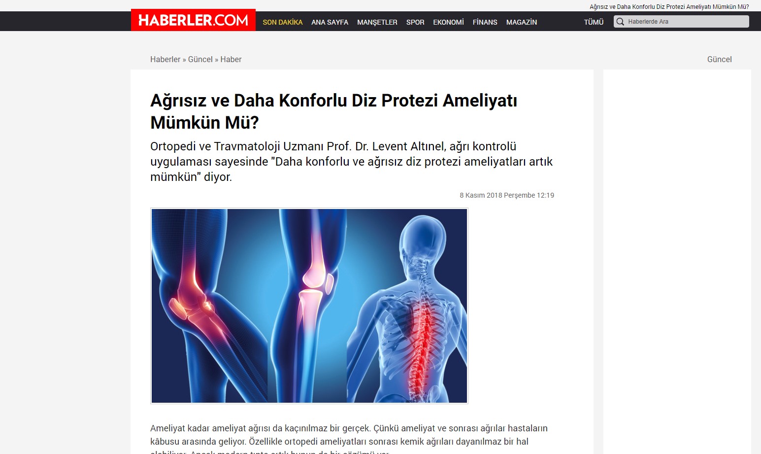 Ağrısız ve Daha Konforlu Diz Protezi Ameliyatı Mümkün Mü?